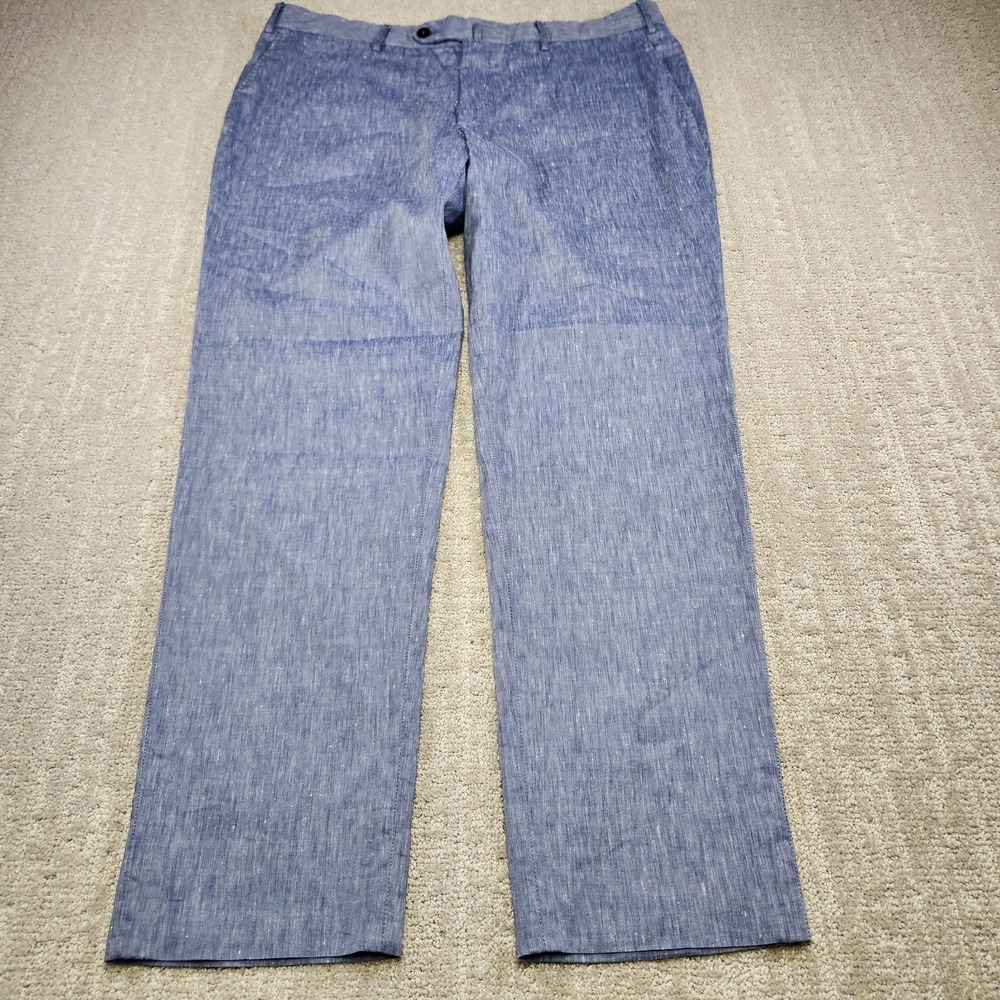 Estrato Wool Linen Pants Men 35x30 Blue Speckle PT01 Pantaloni Torino Trouser